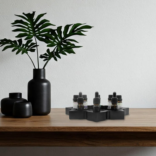 Wooden Lotus Tray, Incense Burner for Stick/Cone, Rocks Gems Healing Stones Display Holder, Organizer for Essential Oil & Jewelry, Wood Lotus Bowl Decor for Meditation, Wiccan Supplies and Tools