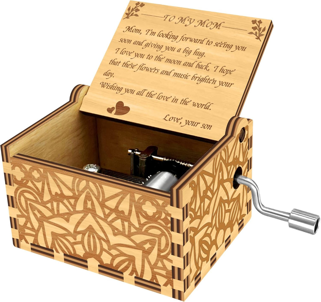 Music Box Best Mom Ever Gifts for Mom Birthday Gifts from Son Daughter, I Love You from The Moon and Back Wooden Musical Box, You are My Sunshine Mothers Day Christmas Thanksgiving Present