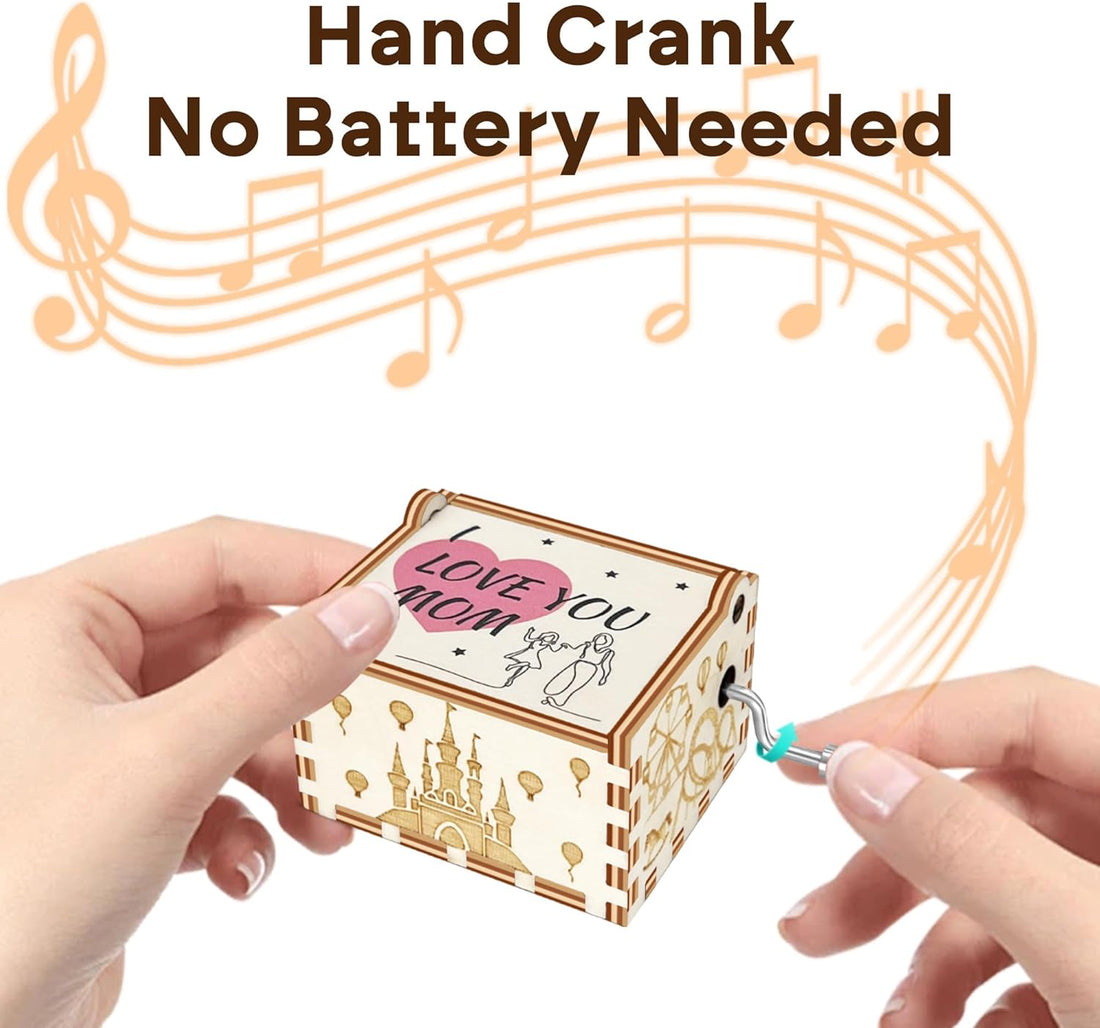 Mom Birthday Gifts from Daughter Son, You are My Sunshine Music Box, Small Gifts Hand Crank Wooden Musical Box, Mom