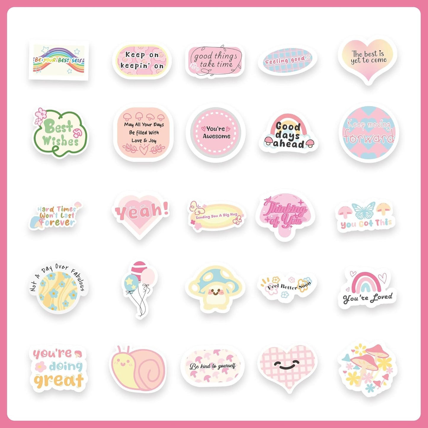 50PCS Mushroom Stickers, Vinyl Waterproof Decals for Water Bottle Phone Case Laptop Scrapbook Luggage, Plant Stickers for DIY Mushroom Decor Gift
