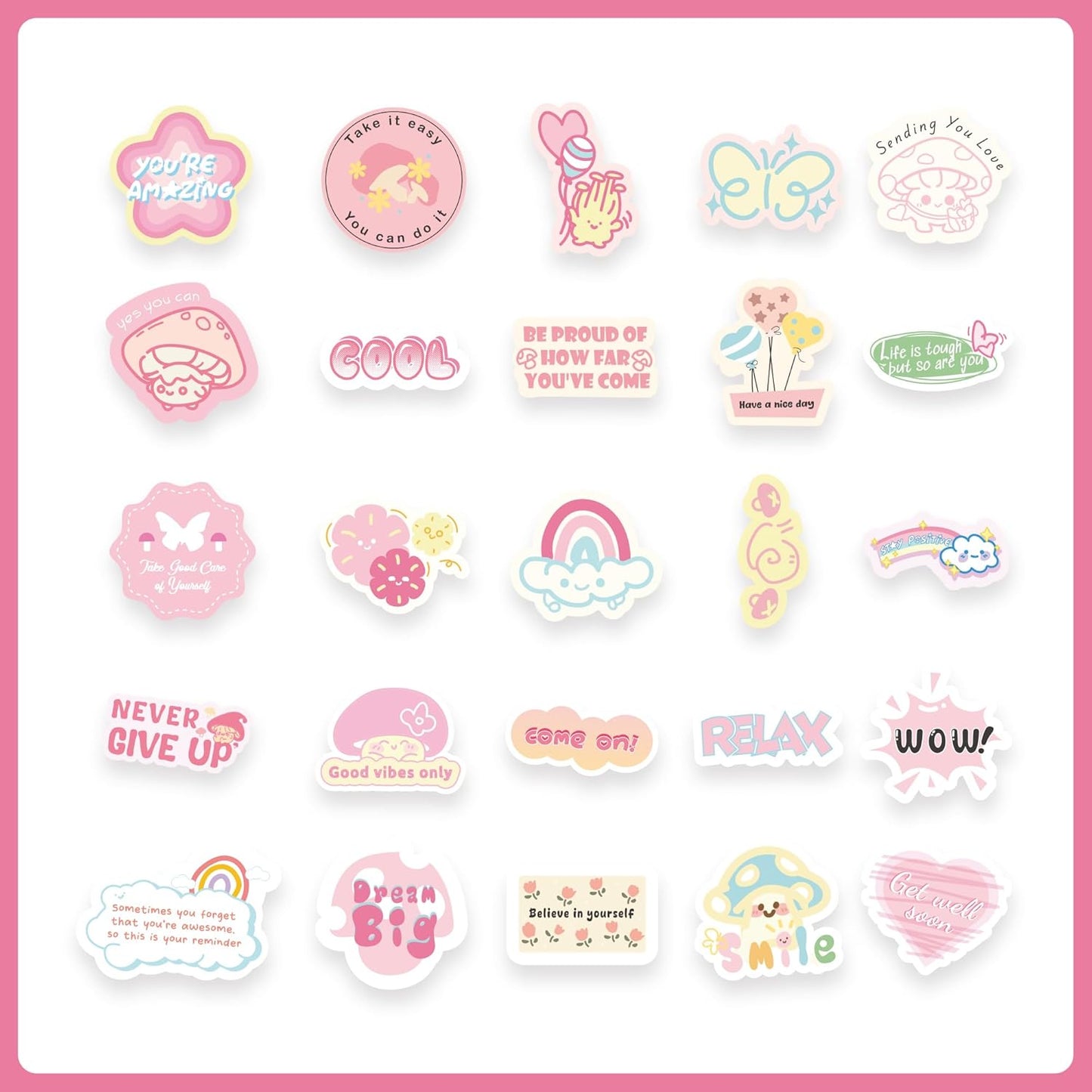 50PCS Mushroom Stickers, Vinyl Waterproof Decals for Water Bottle Phone Case Laptop Scrapbook Luggage, Plant Stickers for DIY Mushroom Decor Gift