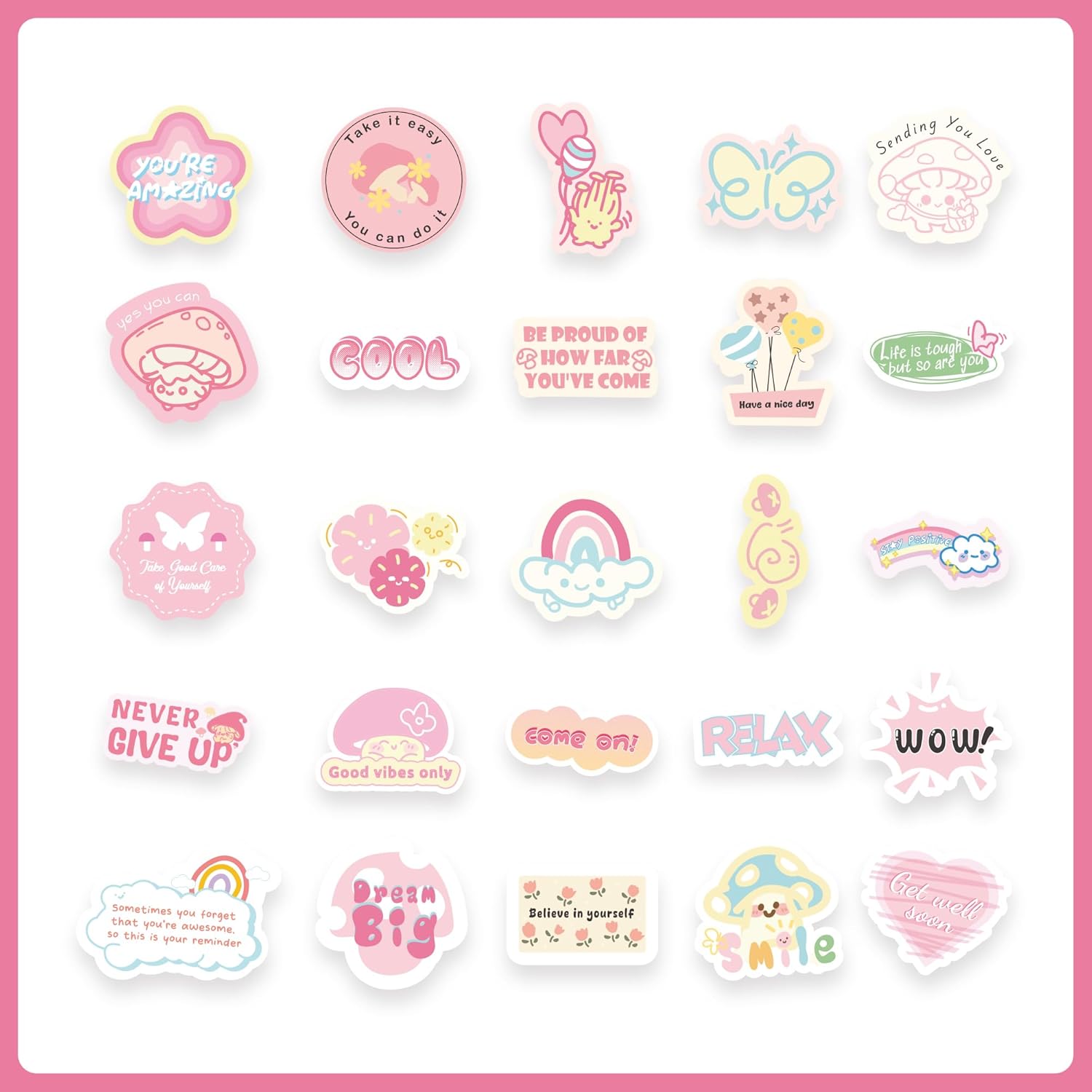 50PCS Mushroom Stickers, Vinyl Waterproof Decals for Water Bottle Phone Case Laptop Scrapbook Luggage, Plant Stickers for DIY Mushroom Decor Gift