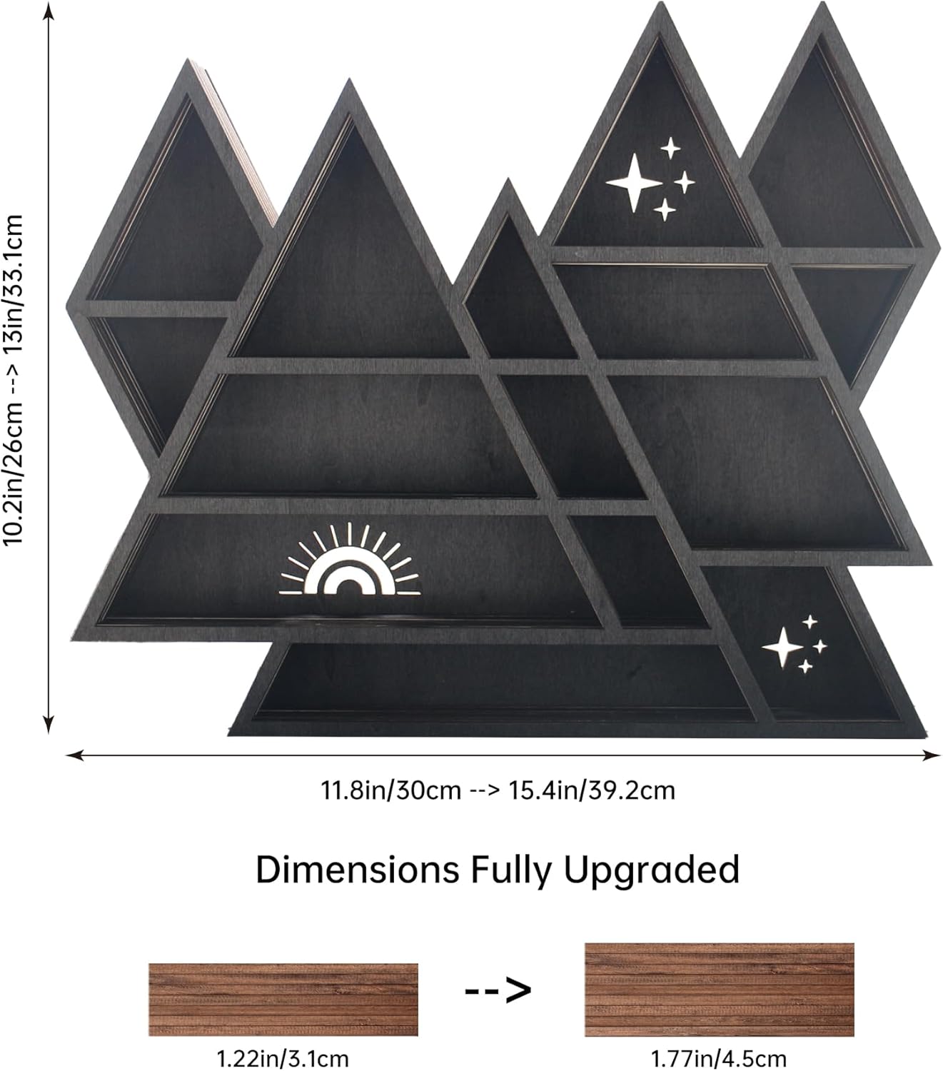 Triangle Mountain Crystal Shelf Display for Wall, Rock Gem Healing Stone Collections Display Shelf, Crystal Holder Trinket Organizer Knick Knack Shelf, Witchy Decor Gift for Women - 2025 UPGRADED