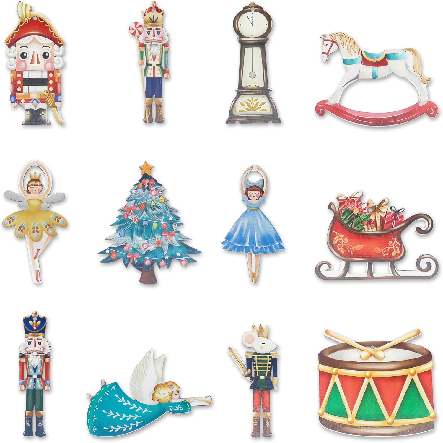 Christmas Nutcracker Ornament Set 24 PCS, Wooden Nutcracker Creative Decorations, Nut Hanging Christmas Statues Set, Christmas Tree Hanging Figurines Decor, Holiday Presents for Home Party, Xmas Gifts