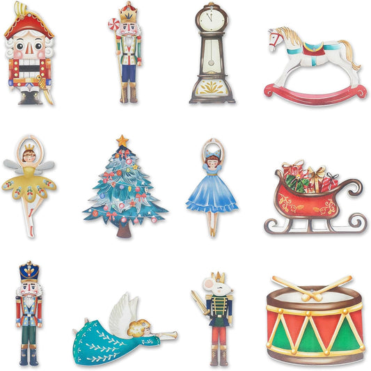 Christmas Nutcracker Ornament Set 24 PCS, Wooden Nutcracker Creative Decorations, Nut Hanging Christmas Statues Set, Christmas Tree Hanging Figurines Decor, Holiday Presents for Home Party, Xmas Gifts