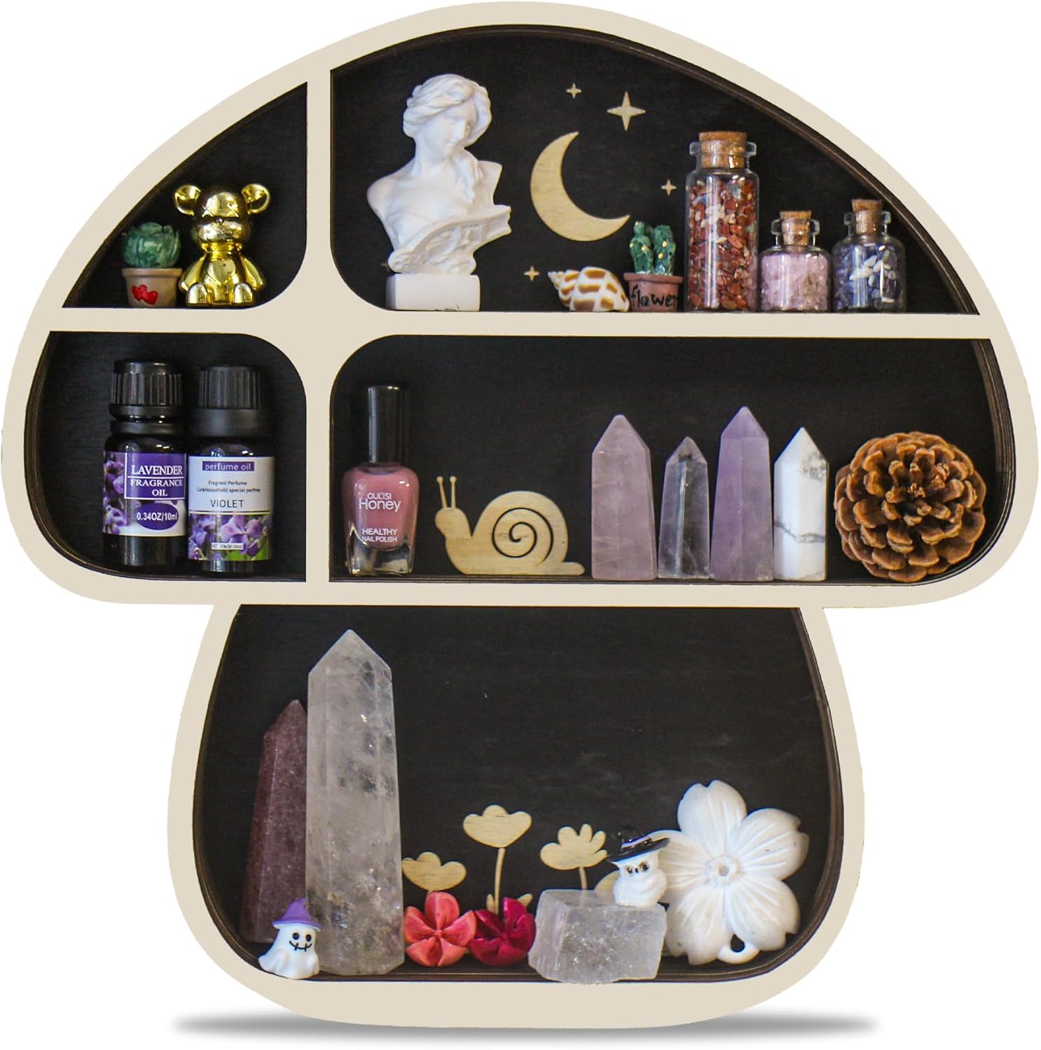 Mushroom Decor, Mushroom Shelf Cute Wall Decor for Mushroom Lovers, Witchy Decor Trinket Knick Knack Shelves, Spiritual Decor Crystal Shelf, Oddities and Curiosities Cute Shelves