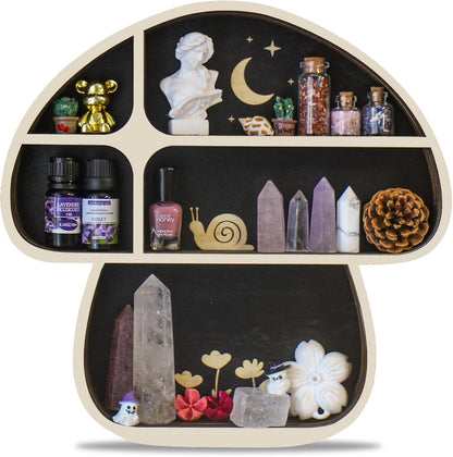 Mushroom Decor, Mushroom Shelf Cute Wall Decor for Mushroom Lovers, Witchy Decor Trinket Knick Knack Shelves, Spiritual Decor Crystal Shelf, Oddities and Curiosities Cute Shelves