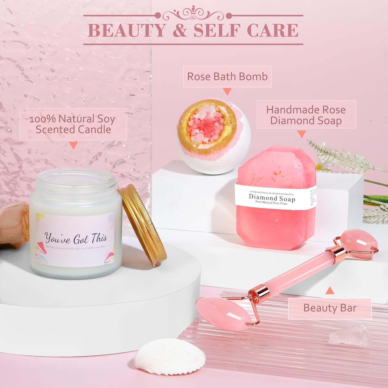Get Well Soon Gifts for Women, Pink Self Care Package Feel Better Basket, After Surgery Sympathy Gifts Sick Care Package, Inspirational Sending Hugs Basket Thinking of You Gift Encouragement Gifts