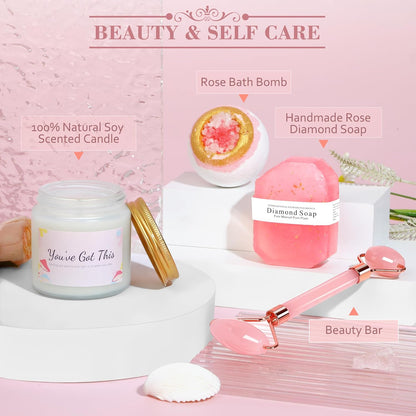 Get Well Soon Gifts for Women, Pink Self Care Package Feel Better Basket, After Surgery Sympathy Gifts Sick Care Package, Inspirational Sending Hugs Basket Thinking of You Gift Encouragement Gifts