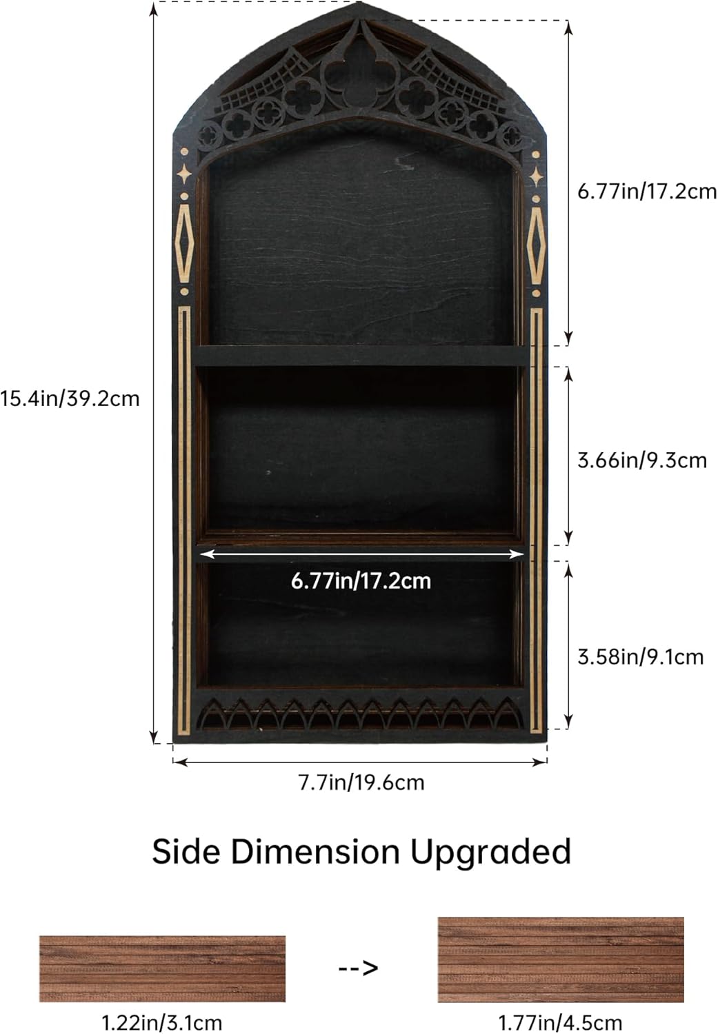 Gothic Crystal Shelf Display for Wall, Wooden Rock Gem Healing Stone Display Shelf Wall Mounted, Crystal Holder Trinket Organizer Knick Knack Shelf, Gothic Witchy Decor Gifts for Women - 2025 UPGRADED