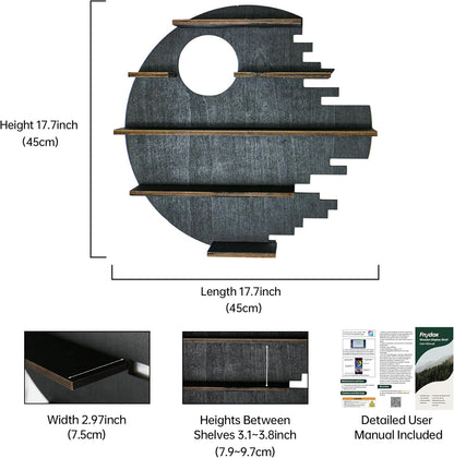 Large 17.7&quot; RGB Wooden Circle Floating Shelves for Wall, Figures Minifigures Figurine Display Shelf Wall Mount, Wood Wall Hanging Shelf for Collection Collectibles, for Bedroom Living Room