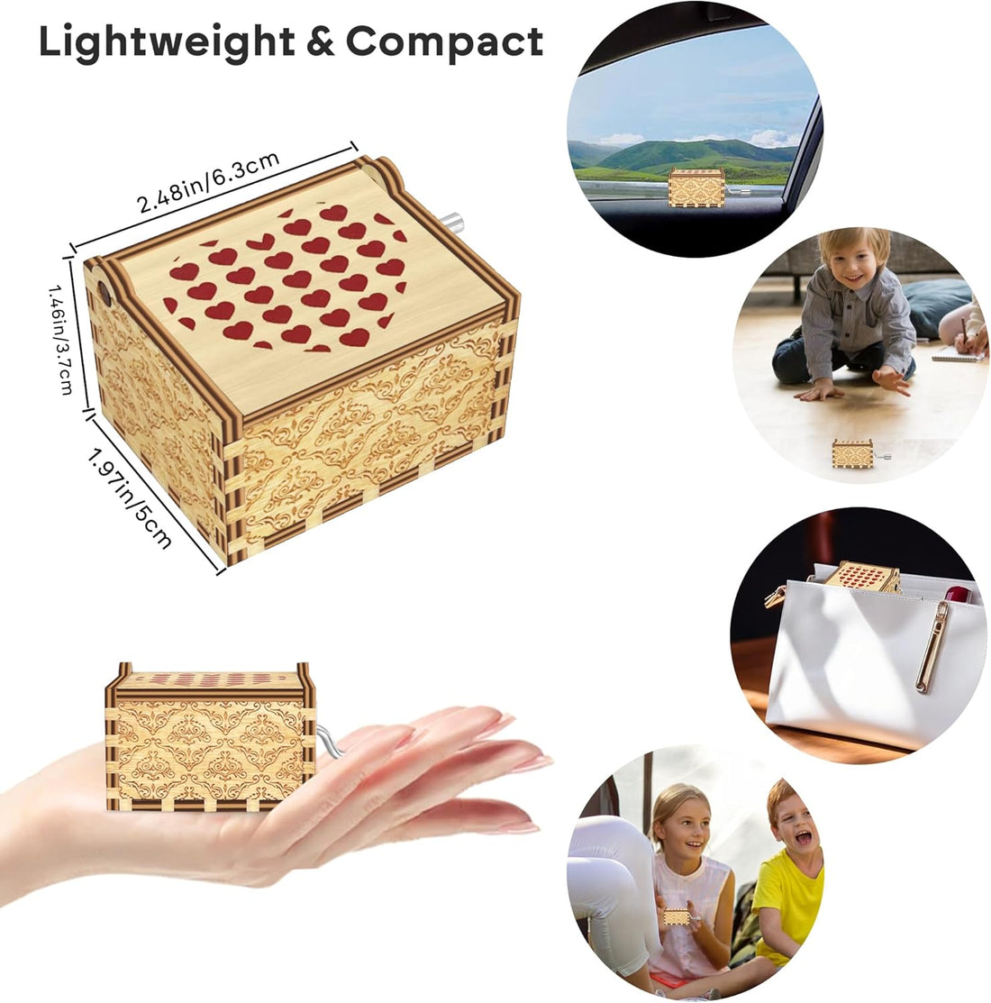 You are My Sunshine Music Box, Mom Mothers Day Birthday Gifts from Daughter Son Child Kids, Hand Crank I Love You Heart Engraved Musical Box