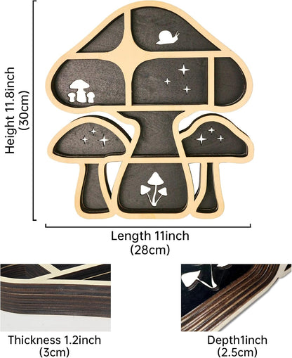 LED Mushroom Decor Cute Mushroom Floating Shelves, Crystal Shelf Display for Wall, Rock Gem Stone Storage Organizer, Trinkets Holder, Knick Knack Shelf, Mushroom Item, Unique Gift for Mushroom Lovers