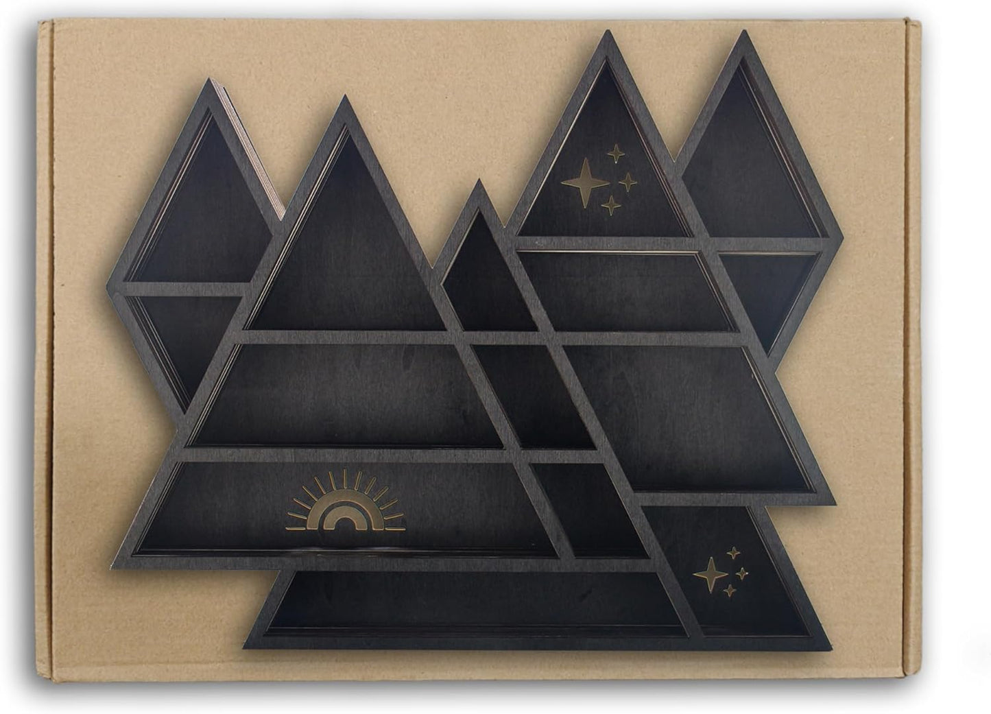 Triangle Mountain Crystal Shelf Display for Wall, Rock Gem Healing Stone Collections Display Shelf, Crystal Holder Trinket Organizer Knick Knack Shelf, Witchy Decor Gift for Women - 2025 UPGRADED