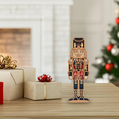 FNYDOX Nutcracker Christmas Decor, LED Nutcracker Wood Carving Christmas Tall Nutcracker Figures for Gifts Nut Cracker Christmas Decorations Living Room Bedroom Home Room Nutcracker Ornaments