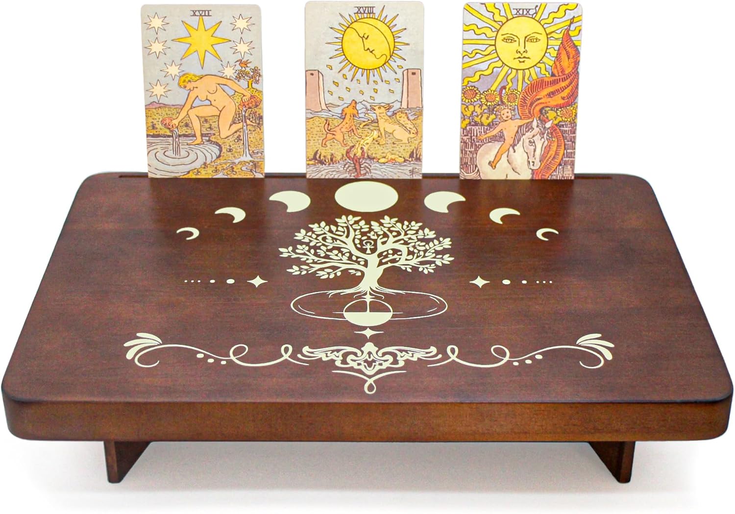 Tree of Life Altar Table with Tarot Card Holder, Small Wooden Meditation Table Aesthetic Alter, Witchcraft Supplies Witchy Home Decor, Wiccan Supplies and Tools, Pagan Altar Witch Decor
