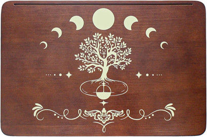 Tree of Life Altar Table with Tarot Card Holder, Small Wooden Meditation Table Aesthetic Alter, Witchcraft Supplies Witchy Home Decor, Wiccan Supplies and Tools, Pagan Altar Witch Decor