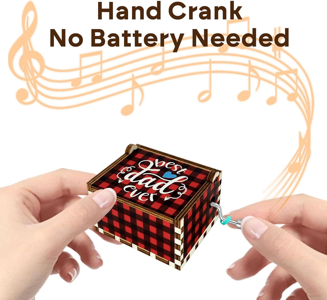 Dad Birthday Gifts from Daughter, Music Box Red Black Buffalo Plaid Fathers Day Best Dad Ever I Love You Dad Wooden Musical Box Dad Gift
