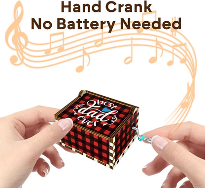 Dad Birthday Gifts from Daughter, Music Box Red Black Buffalo Plaid Fathers Day Best Dad Ever I Love You Dad Wooden Musical Box Dad Gift