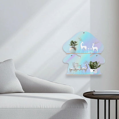 Iridescent Acrylic Mushroom Floating Shelves, Clear Rainbow Floating Shelves for Wall, Cute Shelves Mushroom Decor Gifts for Women, Mushroom Item Trinket Shelf Knick Knack Display Shelves Wall Mounted