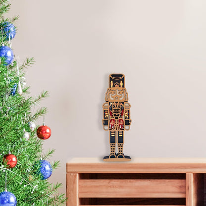 FNYDOX Nutcracker Christmas Decor, LED Nutcracker Wood Carving Christmas Tall Nutcracker Figures for Gifts Nut Cracker Christmas Decorations Living Room Bedroom Home Room Nutcracker Ornaments