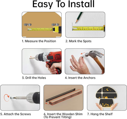 Mushroom Decor, Mushroom Shelf Cute Wall Decor for Mushroom Lovers, Witchy Decor Trinket Knick Knack Shelves, Spiritual Decor Crystal Shelf, Oddities and Curiosities Cute Shelves