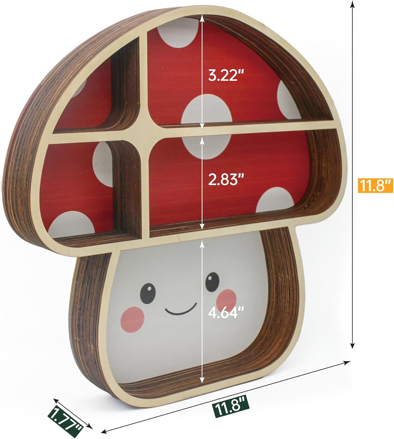 Cute Mushroom Wall Decor Gift Trinket Knick Knack Shelf Wooden Shelf for Crystals Rocks Gems Healing Stones Oddities and Curiosities Crystal Holder Whimsical Witchy Hippie Forest Room Wall Decor