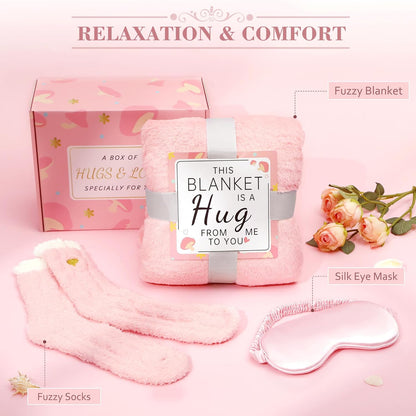 Get Well Soon Gifts for Women, Pink Self Care Package Feel Better Basket, After Surgery Sympathy Gifts Sick Care Package, Inspirational Sending Hugs Basket Thinking of You Gift Encouragement Gifts
