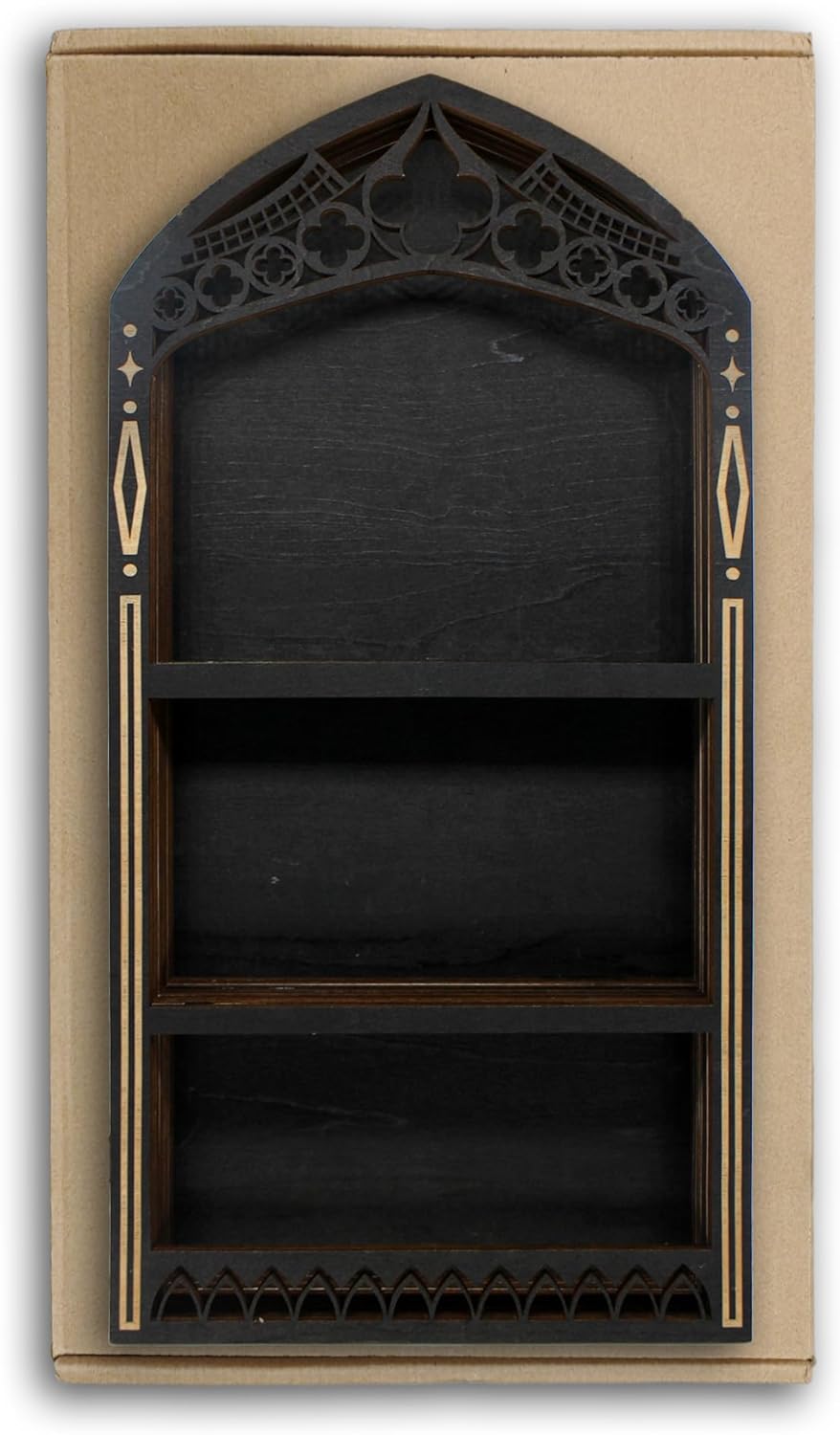 Gothic Crystal Shelf Display for Wall, Wooden Rock Gem Healing Stone Display Shelf Wall Mounted, Crystal Holder Trinket Organizer Knick Knack Shelf, Gothic Witchy Decor Gifts for Women - 2025 UPGRADED