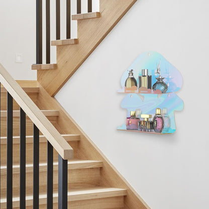 Iridescent Acrylic Mushroom Floating Shelves, Clear Rainbow Floating Shelves for Wall, Cute Shelves Mushroom Decor Gifts for Women, Mushroom Item Trinket Shelf Knick Knack Display Shelves Wall Mounted
