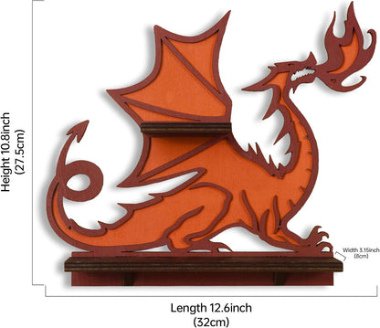 Wooden Dragon Decor Crystal Display Shelf for Wall, Rock Display Case Knick Knack Organizer Trinket Holder, Wall Hanging Shelves for Essential Oil &amp; Nail Polish