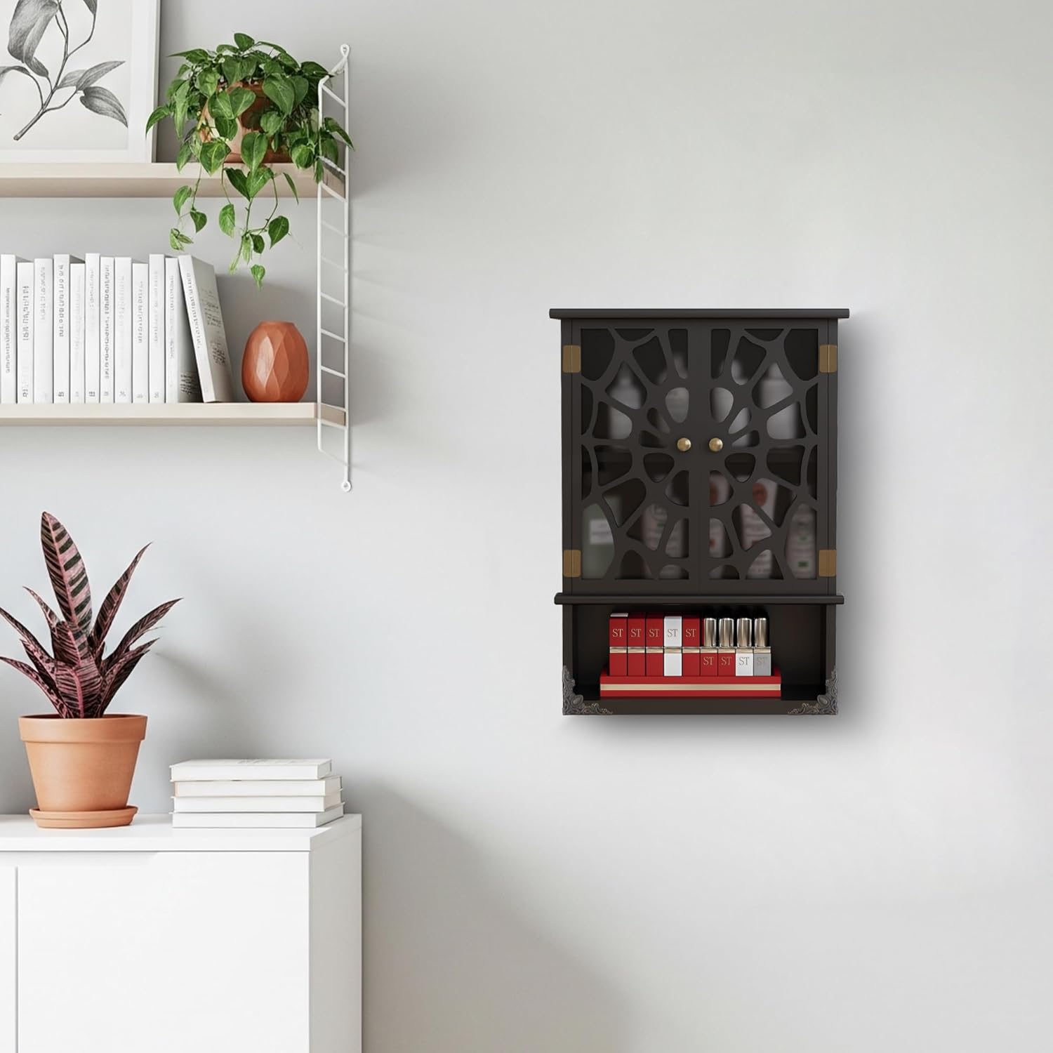 Gothic Spider Web Tabletop & Wall Shelf, Dark Goth Academia Witchy Decor, Vintage Coffin Flaoting Shelves, Halloween Decor Trinket & Knick Knack Shelf, Unique Wall Decor for Goth Lovers