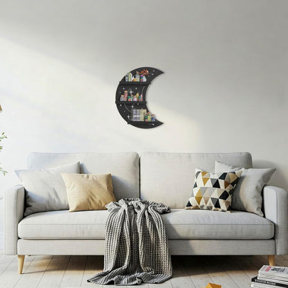 Crescent Moon Shelf with LED Light, Trinket Display Shelf & Moon Wall Light for Rocks Gems Healing Stones Crystals Display, Celestial Decor Crystal Holder Witchy Wall Decor