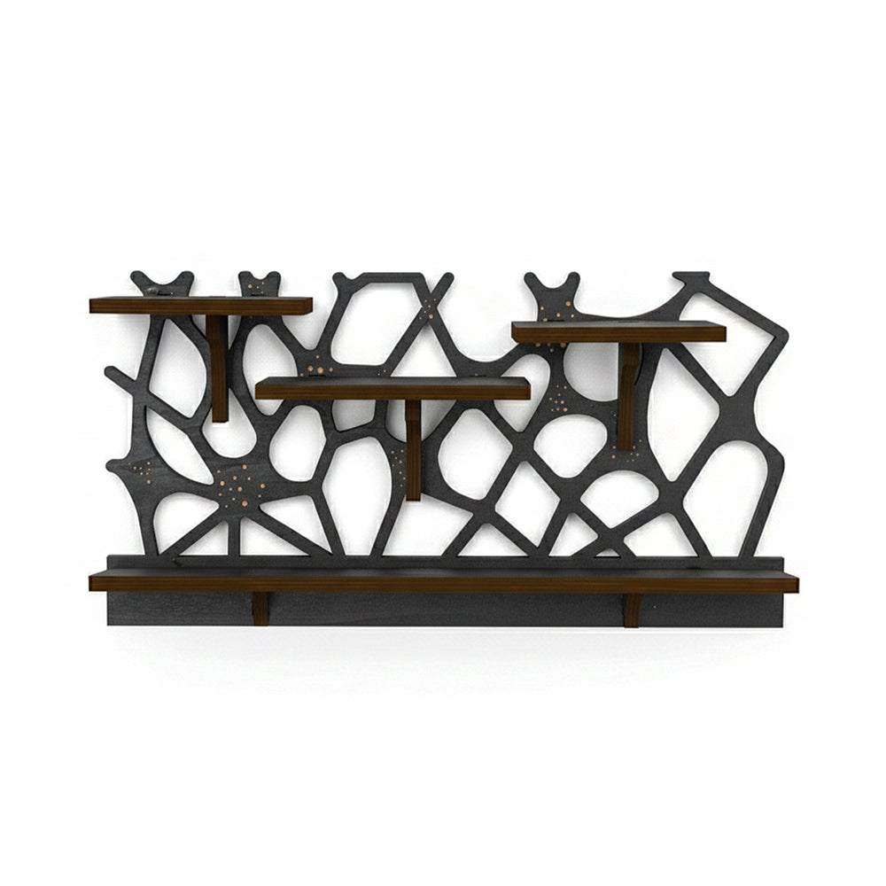 Spider Web Floating Shelf - FNYDOXGI Gothic Halloween Hanging Shelf with Hooks for Wall Oddities and Curiosities - Black Spooky Goth Wall Decor for Kitchen and Home - Crystal Display Shelf for Stones