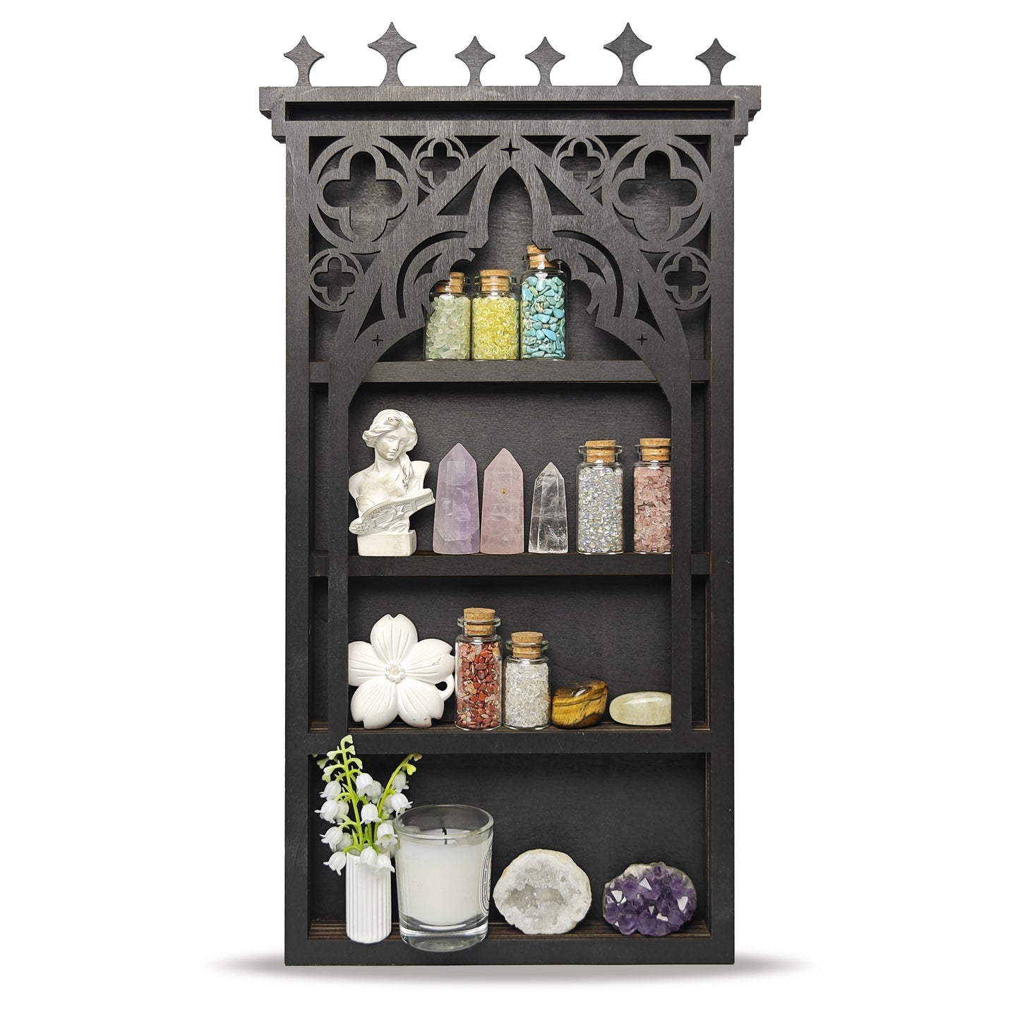 Tower Crystal Display Shelf Wooden Moon Shelf