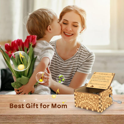 Music Box Best Mom Ever Gifts for Mom Birthday Gifts from Son Daughter, I Love You from The Moon and Back Wooden Musical Box, You are My Sunshine Mothers Day Christmas Thanksgiving Present