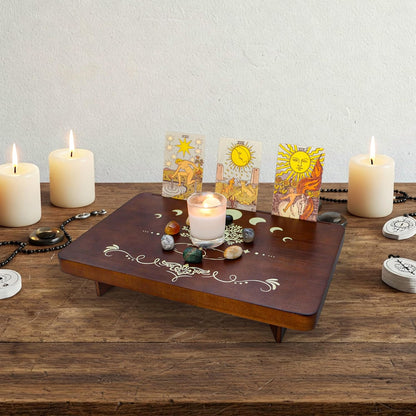 Tree of Life Altar Table with Tarot Card Holder, Small Wooden Meditation Table Aesthetic Alter, Witchcraft Supplies Witchy Home Decor, Wiccan Supplies and Tools, Pagan Altar Witch Decor