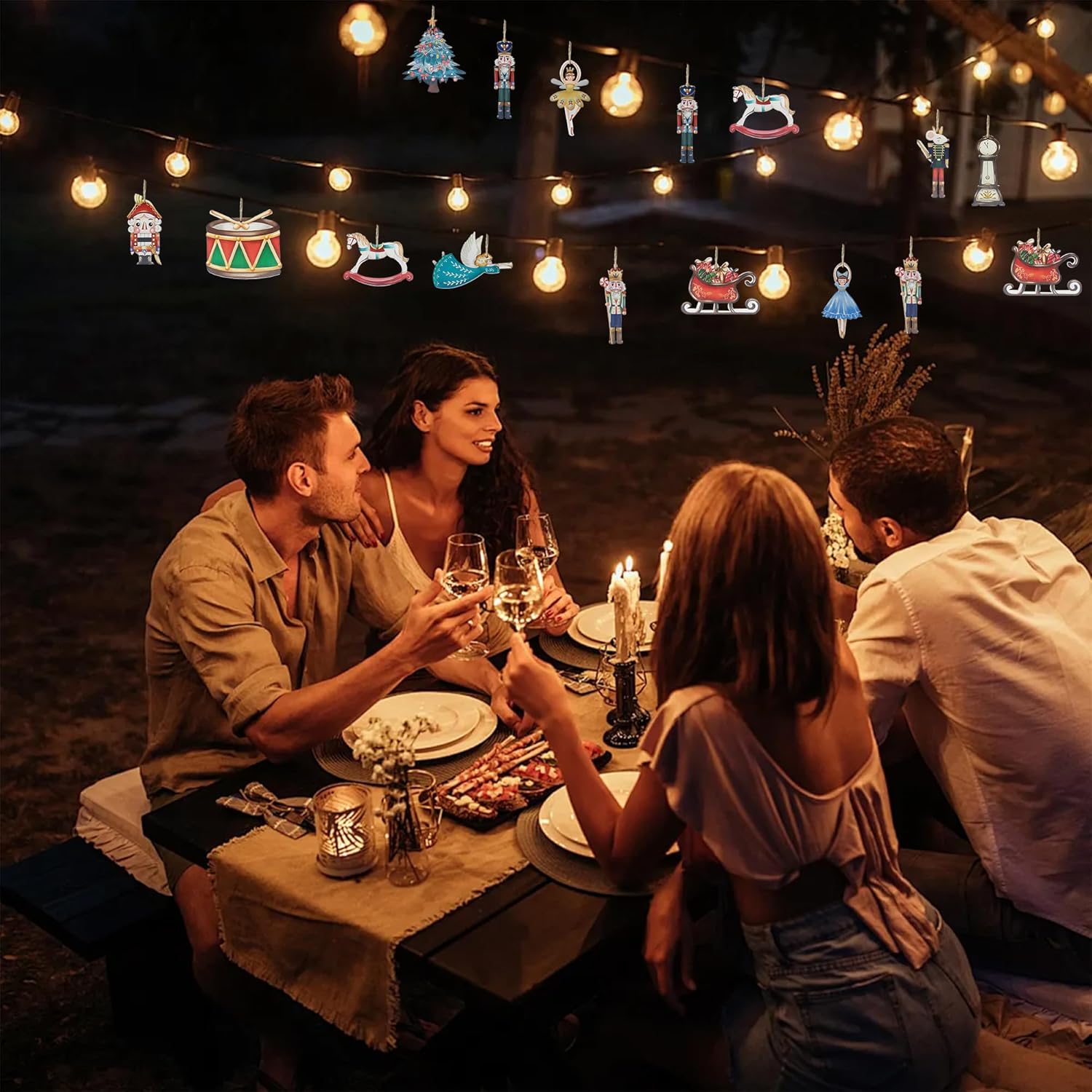 Christmas Nutcracker Ornament Set 24 PCS, Wooden Nutcracker Creative Decorations, Nut Hanging Christmas Statues Set, Christmas Tree Hanging Figurines Decor, Holiday Presents for Home Party, Xmas Gifts