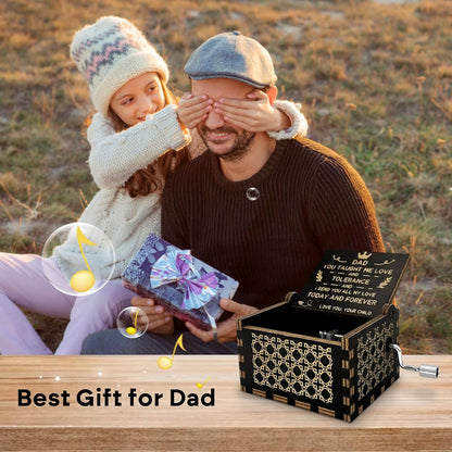Birthday Gift for Dad from Daughter Son Child, Wooden Music Box Father’s Day Anniversary Valentine’s Day Gifts Musical Box, Black