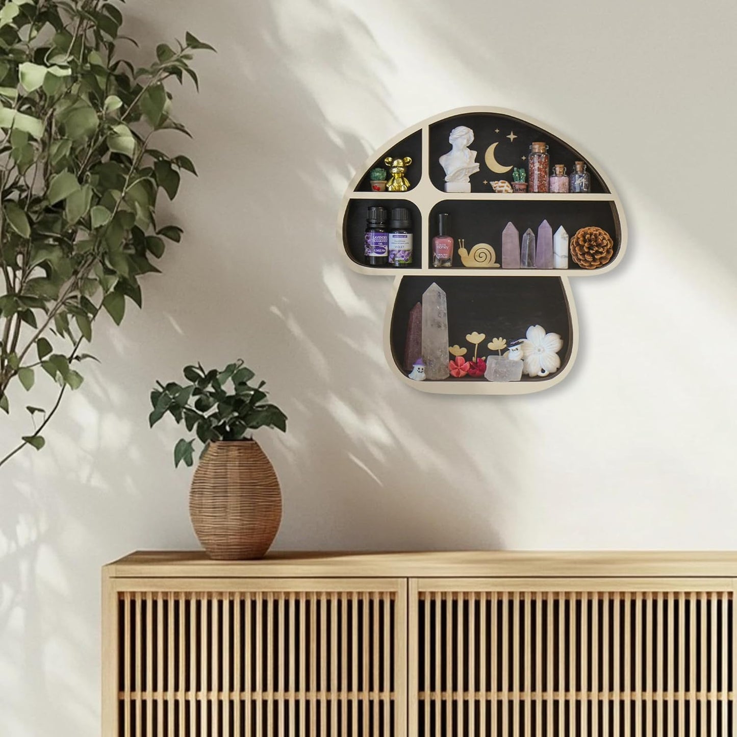 Mushroom Decor, Mushroom Shelf Cute Wall Decor for Mushroom Lovers, Witchy Decor Trinket Knick Knack Shelves, Spiritual Decor Crystal Shelf, Oddities and Curiosities Cute Shelves