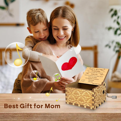 You are My Sunshine Music Box, Mom Mothers Day Birthday Gifts from Daughter Son Child Kids, Hand Crank I Love You Heart Engraved Musical Box