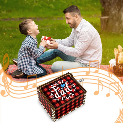 Dad Birthday Gifts from Daughter, Music Box Red Black Buffalo Plaid Fathers Day Best Dad Ever I Love You Dad Wooden Musical Box Dad Gift