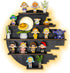 Large 17.7" RGB Wooden Circle Floating Shelves for Wall, Figures Minifigures Figurine Display Shelf Wall Mount, Wood Wall Hanging Shelf for Collection Collectibles, for Bedroom Living Room