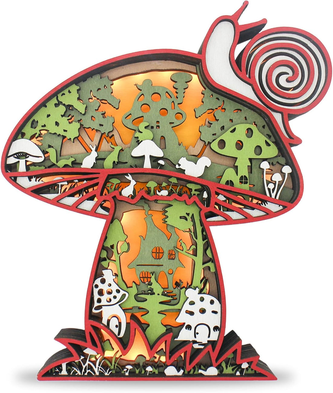 Cute Mushroom Decor LED Night Light, Mushroom Figurine Vintage Wall Hanging Sculpture, Cottage Core Decor Aesthetic Mushroom Gift for Home, Present for Bedroom Living Room for Mushroom Item Lovers