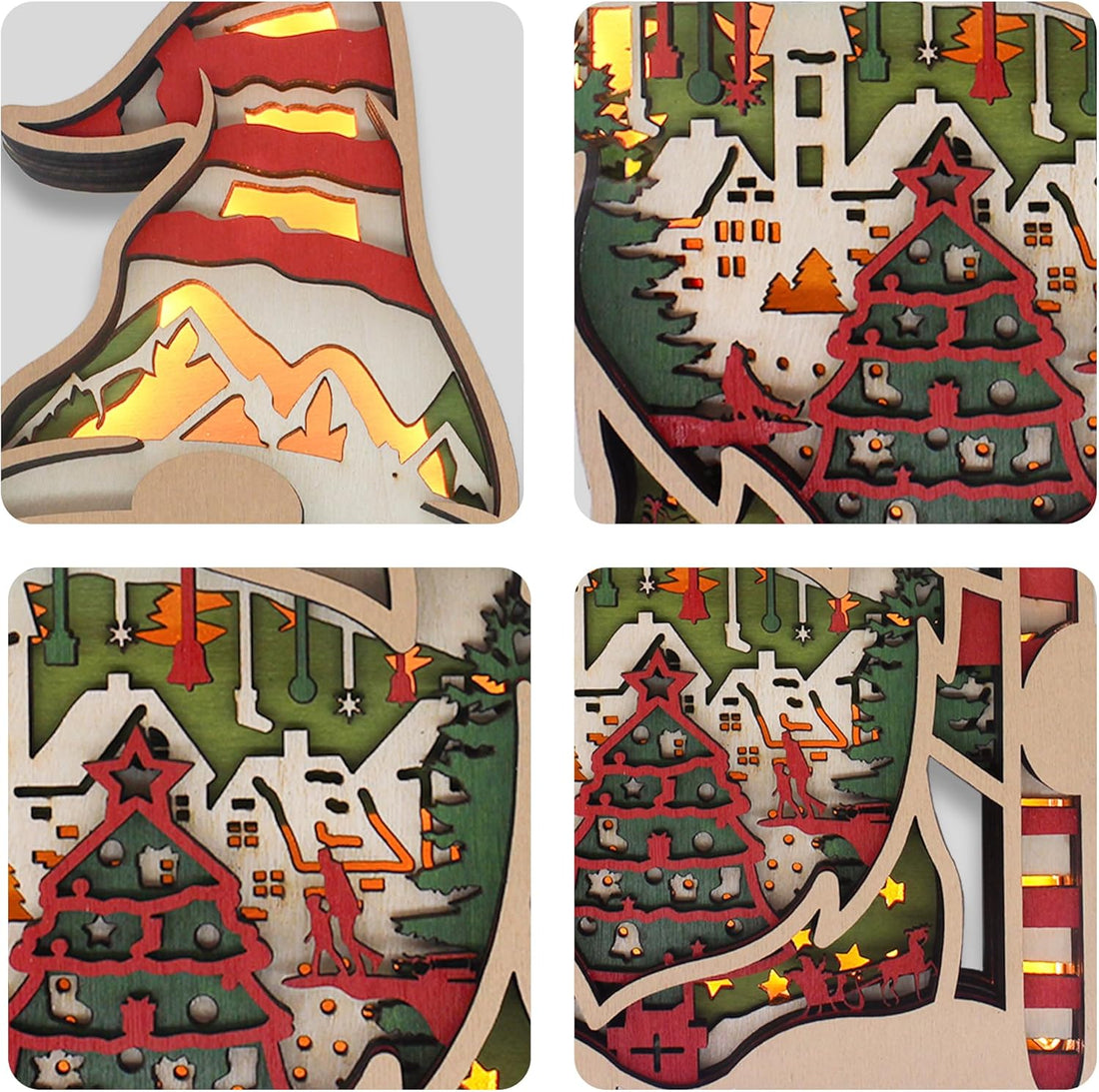FNYDOX Gnomes Decorations for Home, LED Gnome Wood Carving for Christmas, Gnome Decor for Living Room Bedroom Indoor Gift for Women