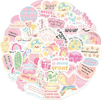 50PCS Mushroom Stickers, Vinyl Waterproof Decals for Water Bottle Phone Case Laptop Scrapbook Luggage, Plant Stickers for DIY Mushroom Decor Gift