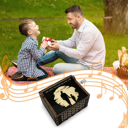Birthday Gift for Dad from Daughter Son Child, Wooden Music Box Father’s Day Anniversary Valentine’s Day Gifts Musical Box, Black