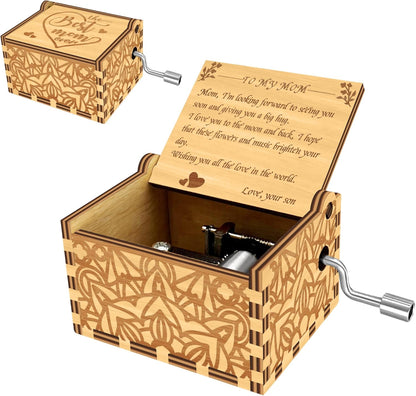 Music Box Best Mom Ever Gifts for Mom Birthday Gifts from Son Daughter, I Love You from The Moon and Back Wooden Musical Box, You are My Sunshine Mothers Day Christmas Thanksgiving Present