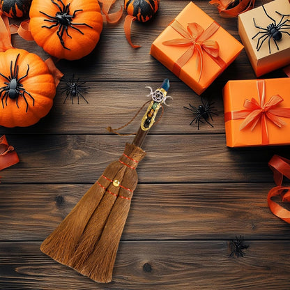 Witches Broom Wiccan Decor, Witch Natural Crystals Magic Broom, Wiccan Supplies and Tools, Besom Broom Witchcraft Supplies Wiccan Altar Pagan Altar Supplies, Halloween Present for Witches