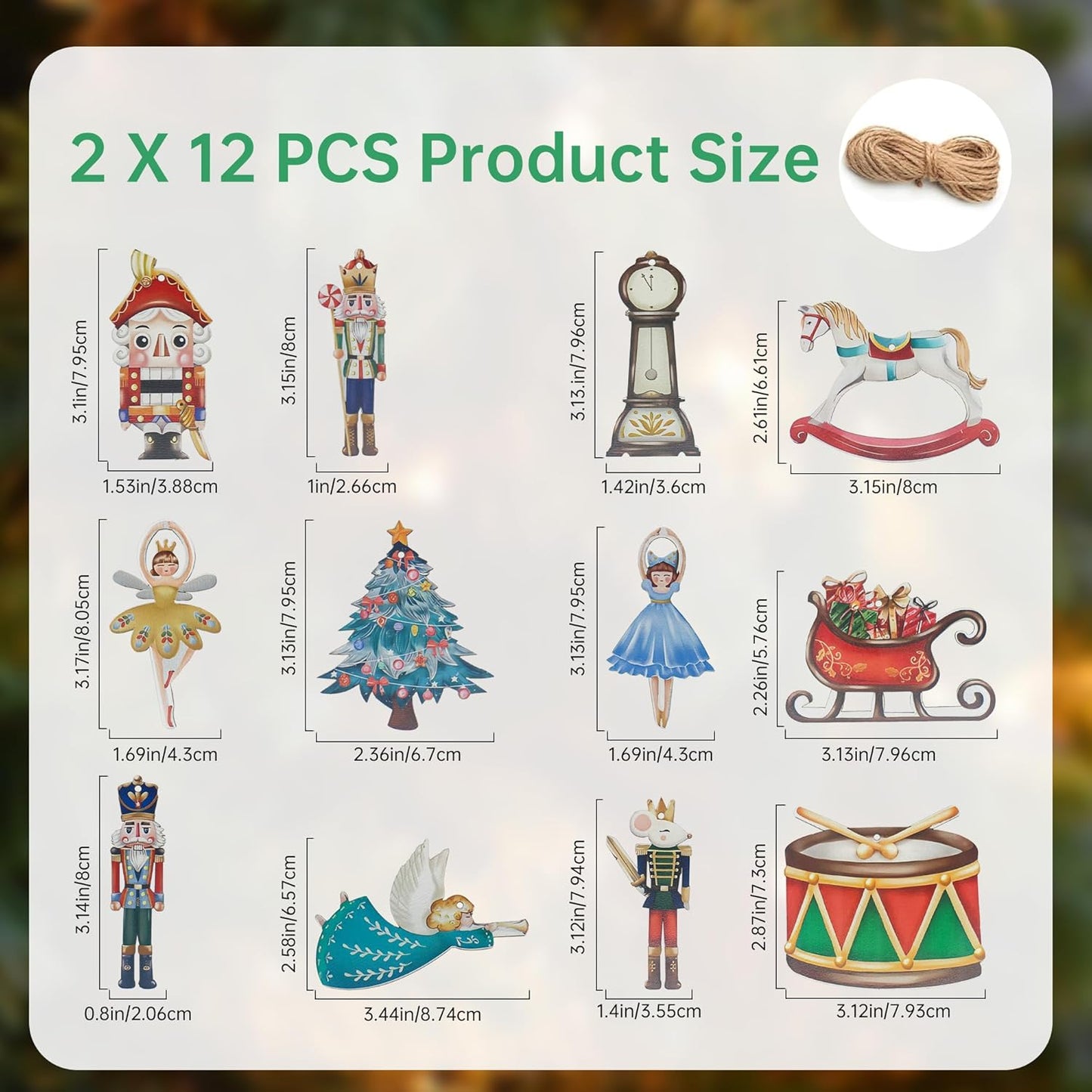 Christmas Nutcracker Ornament Set 24 PCS, Wooden Nutcracker Creative Decorations, Nut Hanging Christmas Statues Set, Christmas Tree Hanging Figurines Decor, Holiday Presents for Home Party, Xmas Gifts